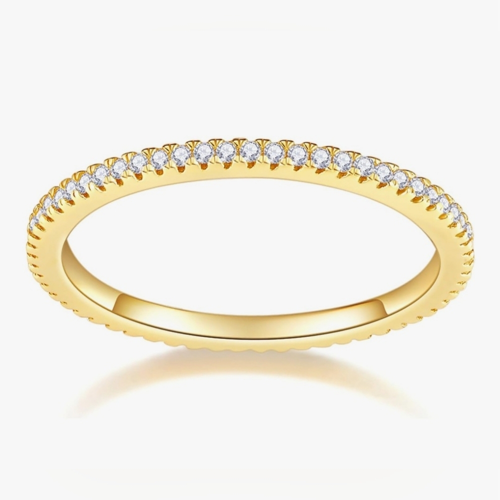 14k Gold Plated Cubic Zirconia Eternity Band Size 5.5